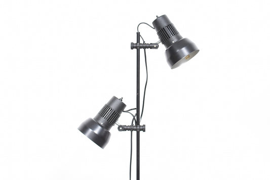 Twin-headed floor lamp with black shades