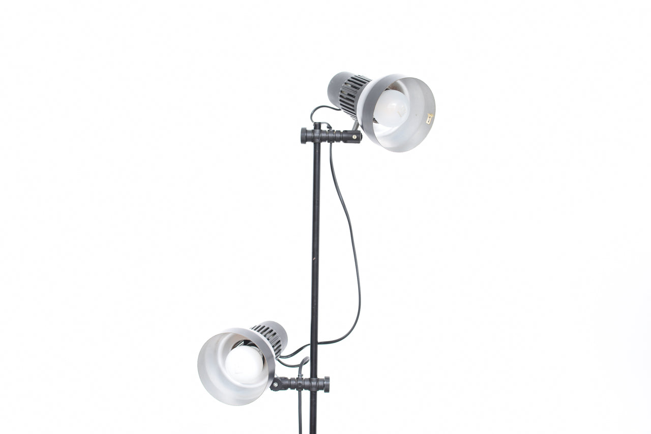 Twin-headed floor lamp with black shades