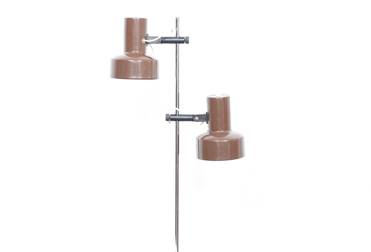 Twin-headed floor lamp with brown shades