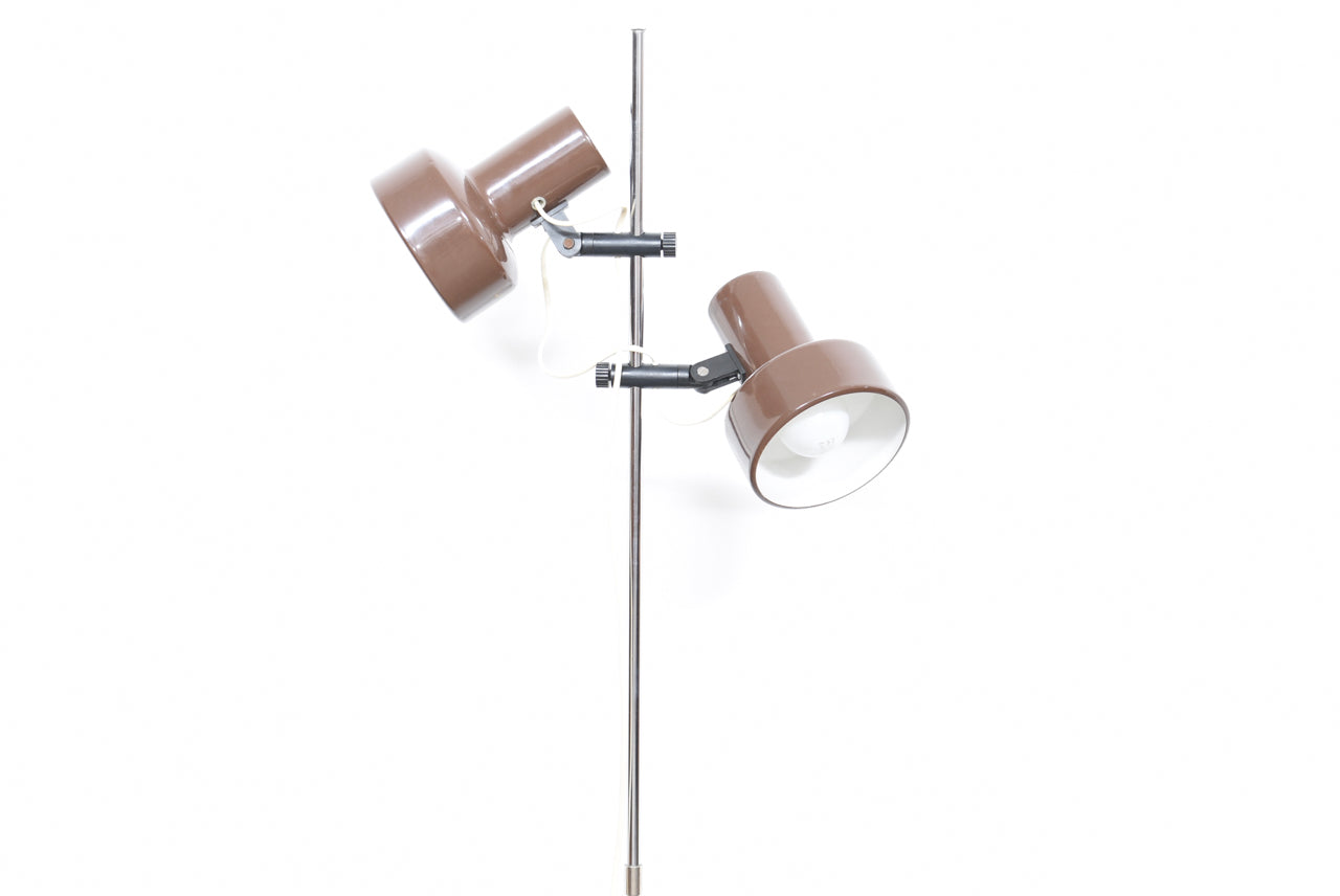 Twin-headed floor lamp with brown shades