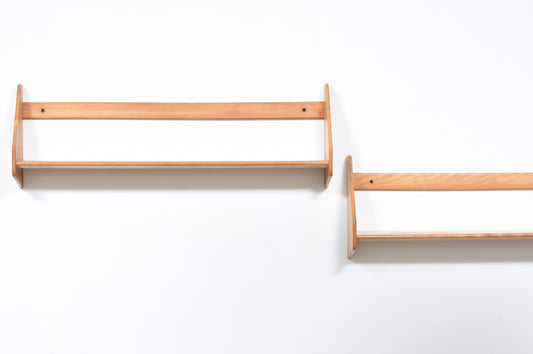 Two available: Floating beech shelves by Hans Wegner