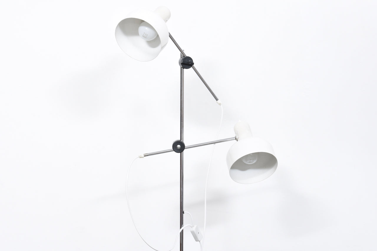 Twin-headed floor lamp with matt white shades