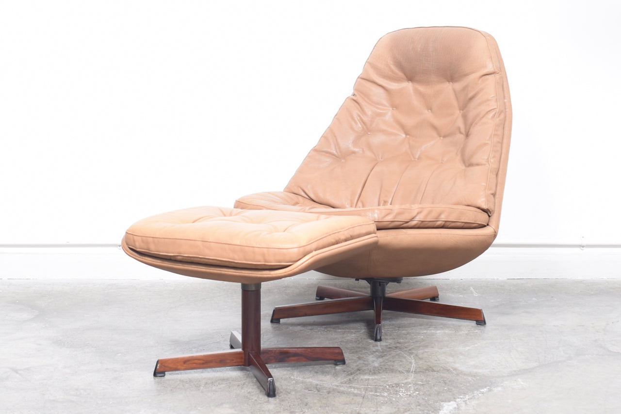 Reclining lounger + ottoman by Madsen & Schubell