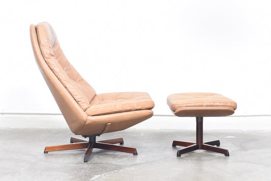 Reclining lounger + ottoman by Madsen & Schubell