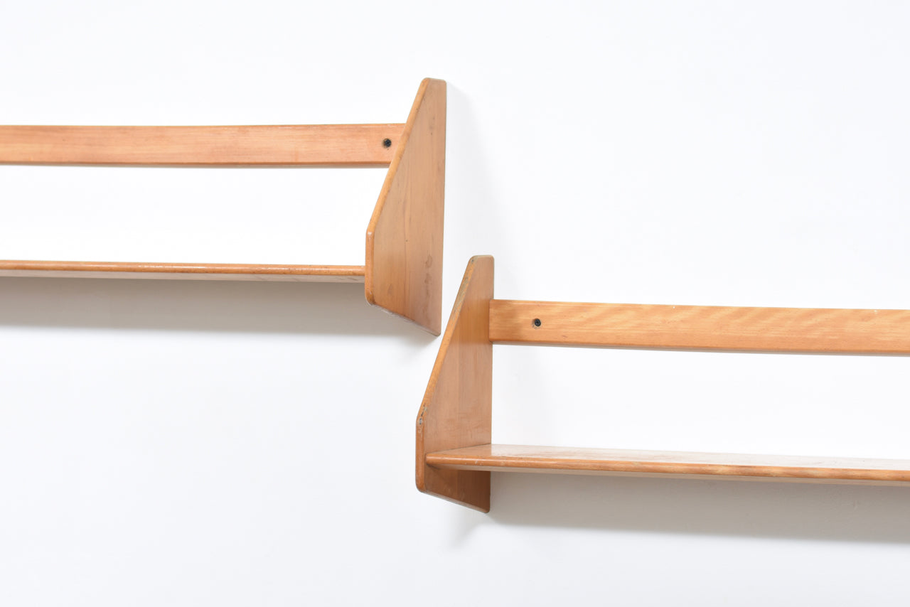 Two available: Floating beech shelves by Hans Wegner