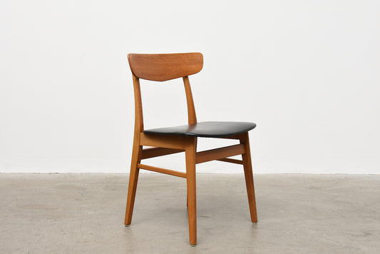 Set of four oak + vinyl chairs by Farstrup