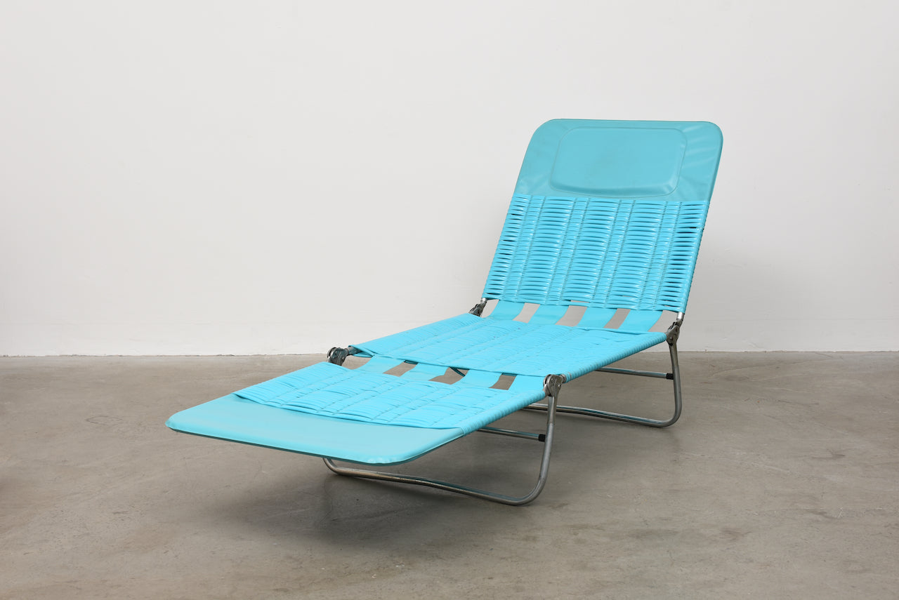 Two available: 1970s vinyl + metal sun beds