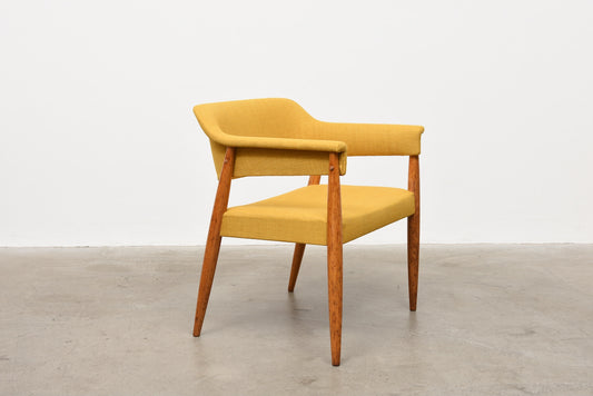 Two available: 1950s Danish wool + oak armchairs