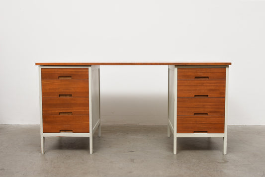 1960s twin pedestal desk in teak