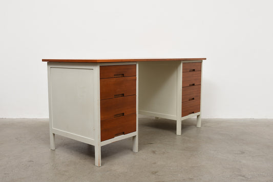 1960s twin pedestal desk in teak