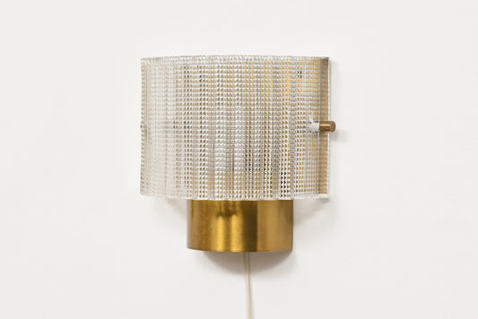 Pair of brass + glass wall lights by Carl Fagerlund