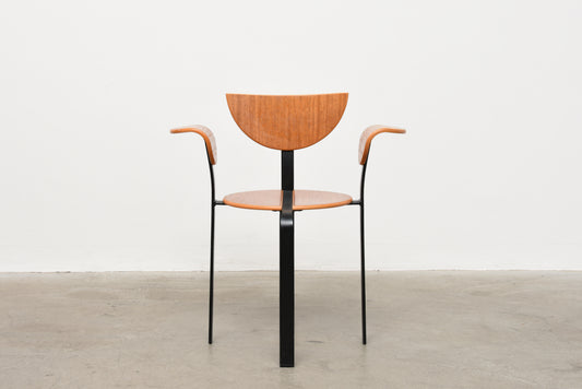 Set of four 1970s teak + metal chairs