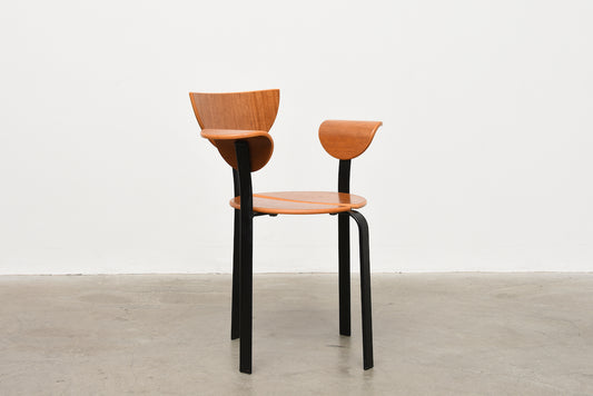 Set of four 1970s teak + metal chairs