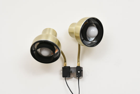 1960s twin-headed brass wall light