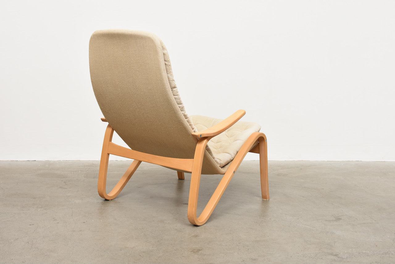 1970s 'Metro' lounger by Sam Larsson - Natural Canvas