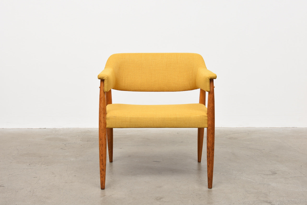 Two available: 1950s Danish wool + oak armchairs