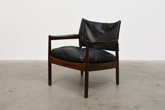 Rosewood + leather lounger by Gunnar Myrstrand
