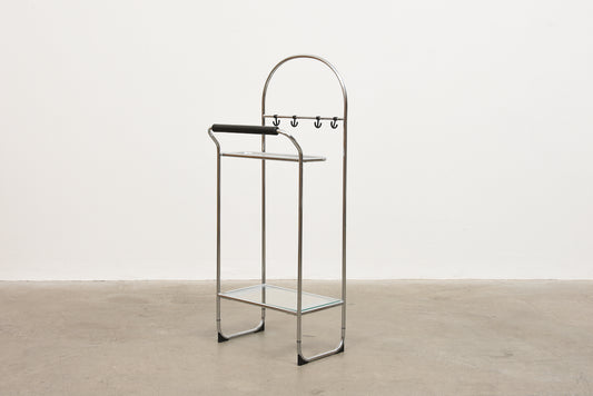 1980s metal + glass clothes valet