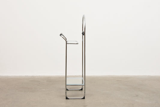 1980s metal + glass clothes valet