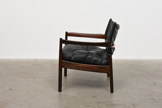 Rosewood + leather lounger by Gunnar Myrstrand