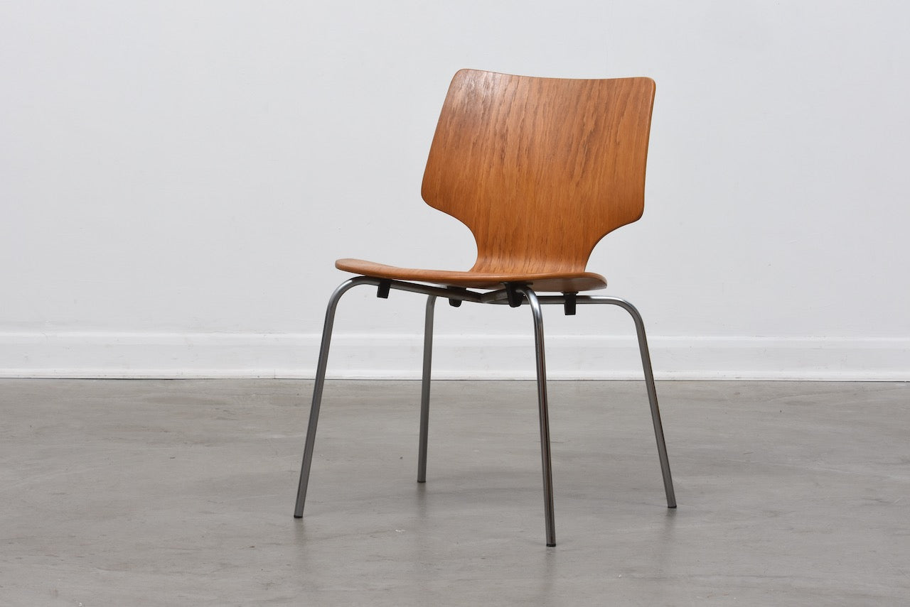 Six available: 1970s Danish stacking chairs