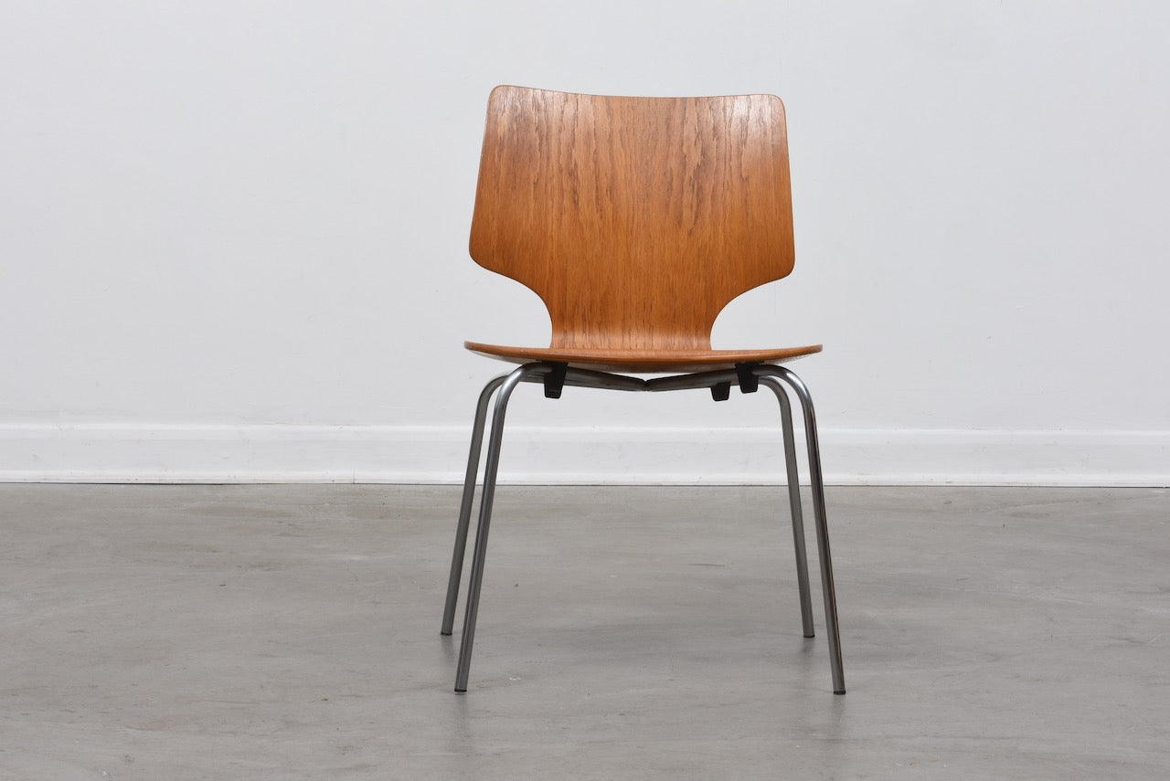 Six available: 1970s Danish stacking chairs