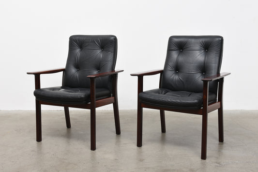 One available: Rosewood + leather armchairs by Arne Vodder