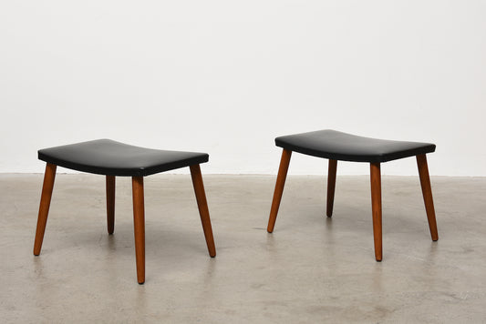 Two available: 1960s vinyl + teak foot stools