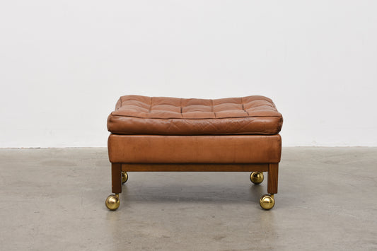 1970s leather foot stool