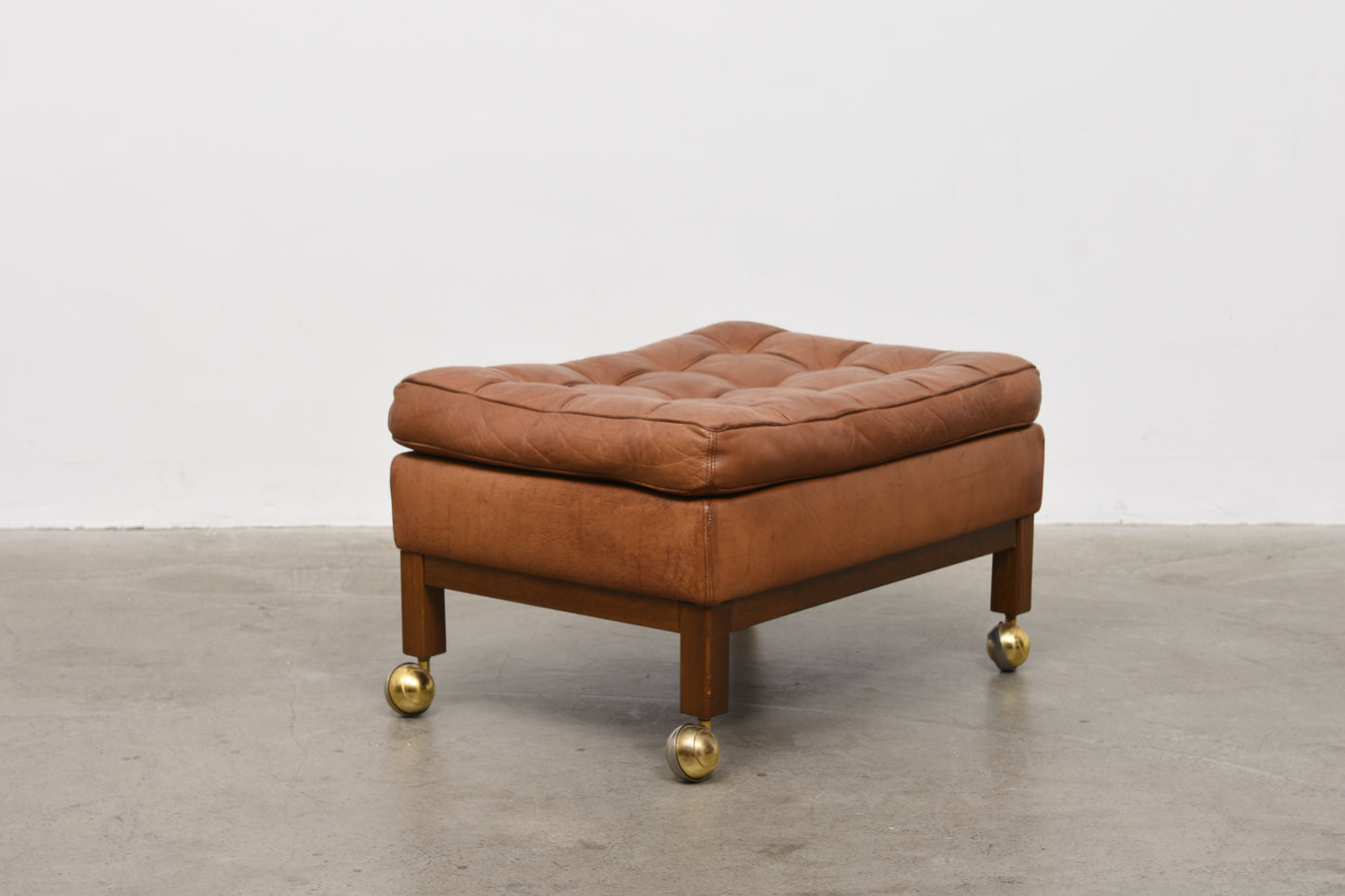 1970s leather foot stool
