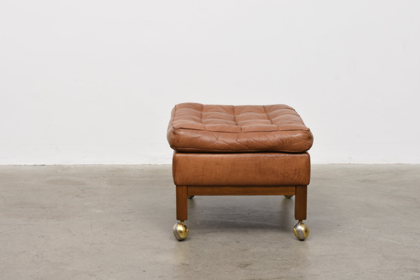 1970s leather foot stool