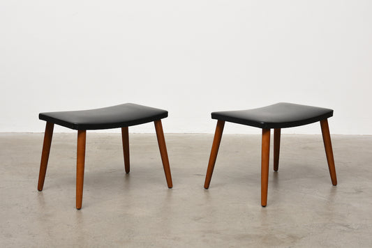 Two available: 1960s vinyl + teak foot stools