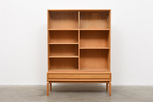 1960s oak bookcase with glass display