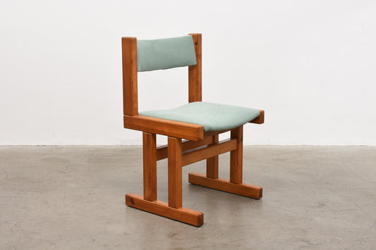 Vintage Danish pine + velvet chair