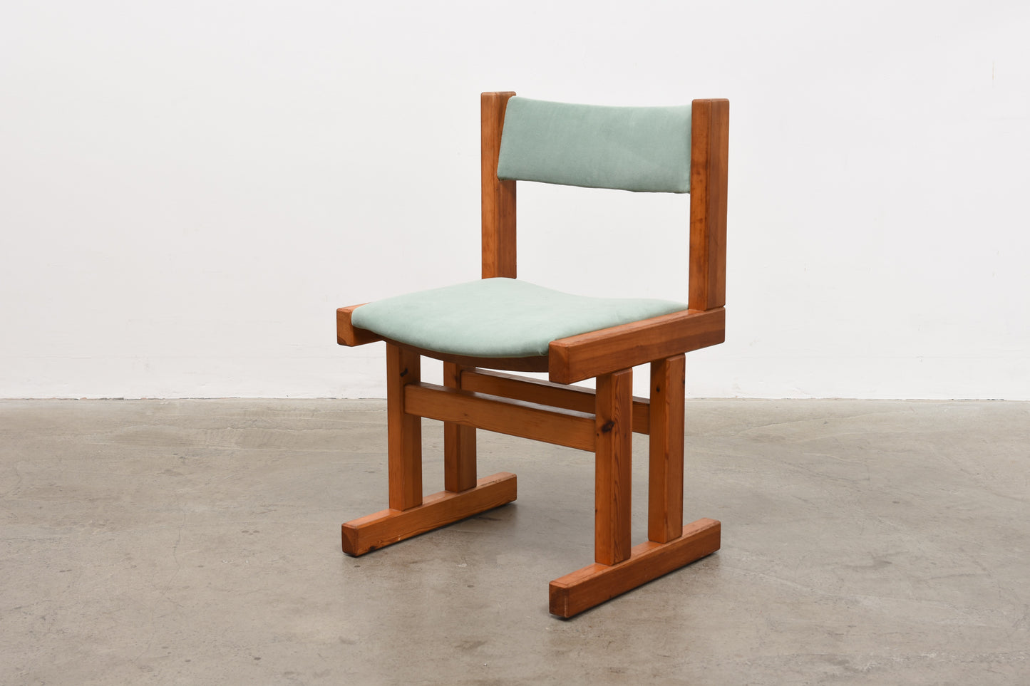 Vintage Danish pine + velvet chair
