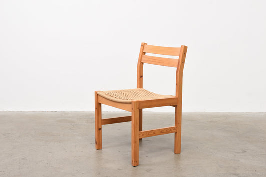 Set of 1970s pine + cord dining chairs