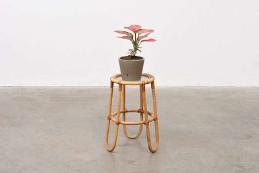 Vintage bamboo and glass plant table no. 2