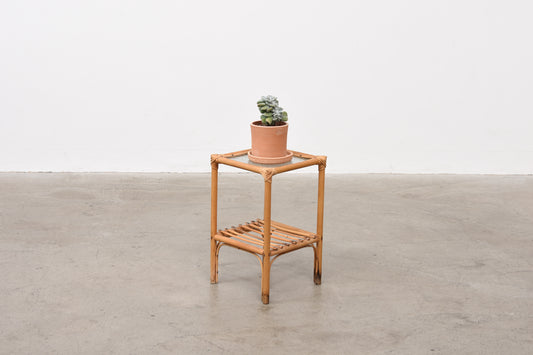 Vintage bamboo and glass plant table no. 1