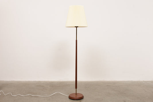1960s teak + brass floor light