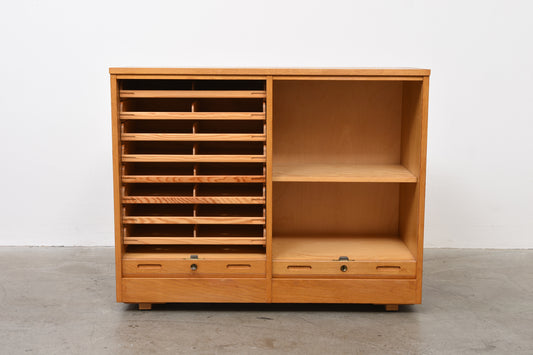 1950s oak archive cabinet