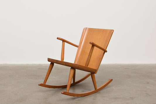 1940s Swedish pine rocking chair by Göran Malmvall