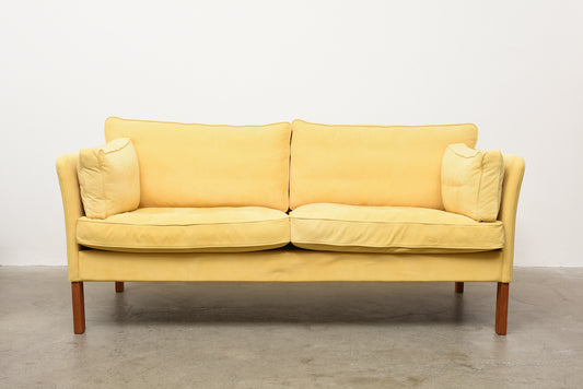 Lemon yellow faux suede sofa by Søren Lund