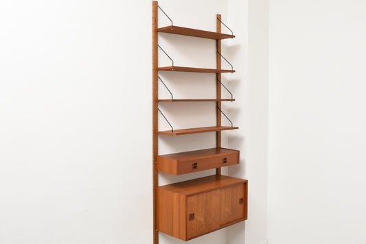 Single bay of modular teak shelving