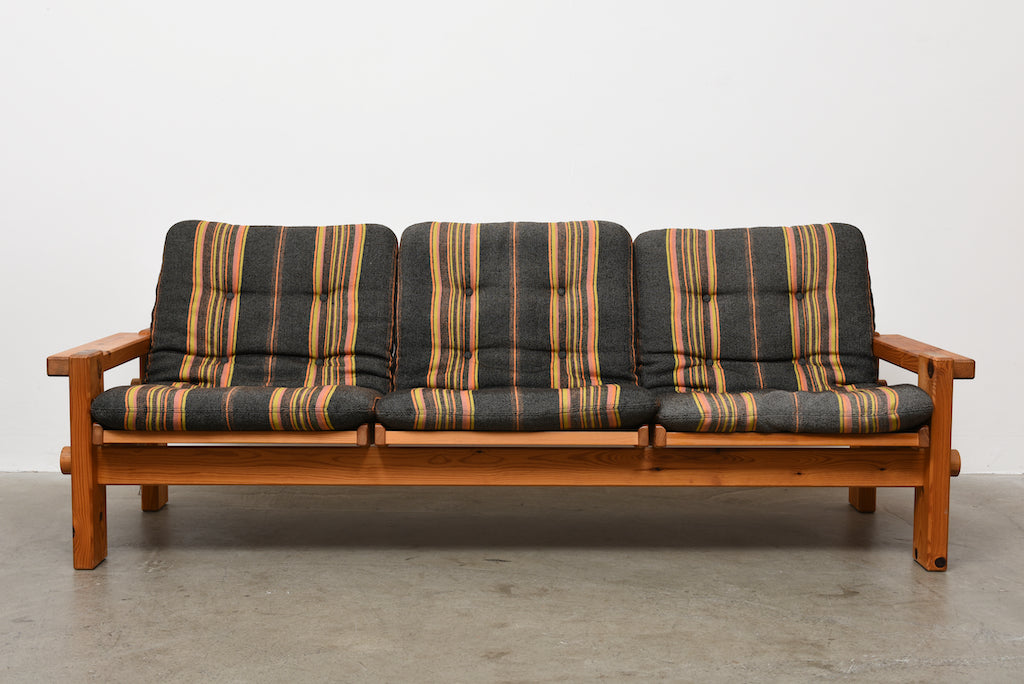 1970s Swedish pine sofa + foot stool