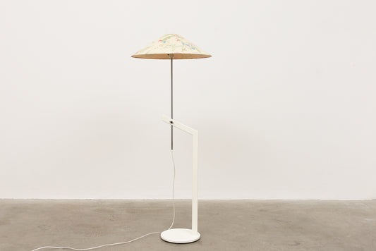 1980s floor light with floral shade