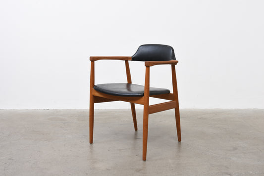 1960s oak + vinyl armchair