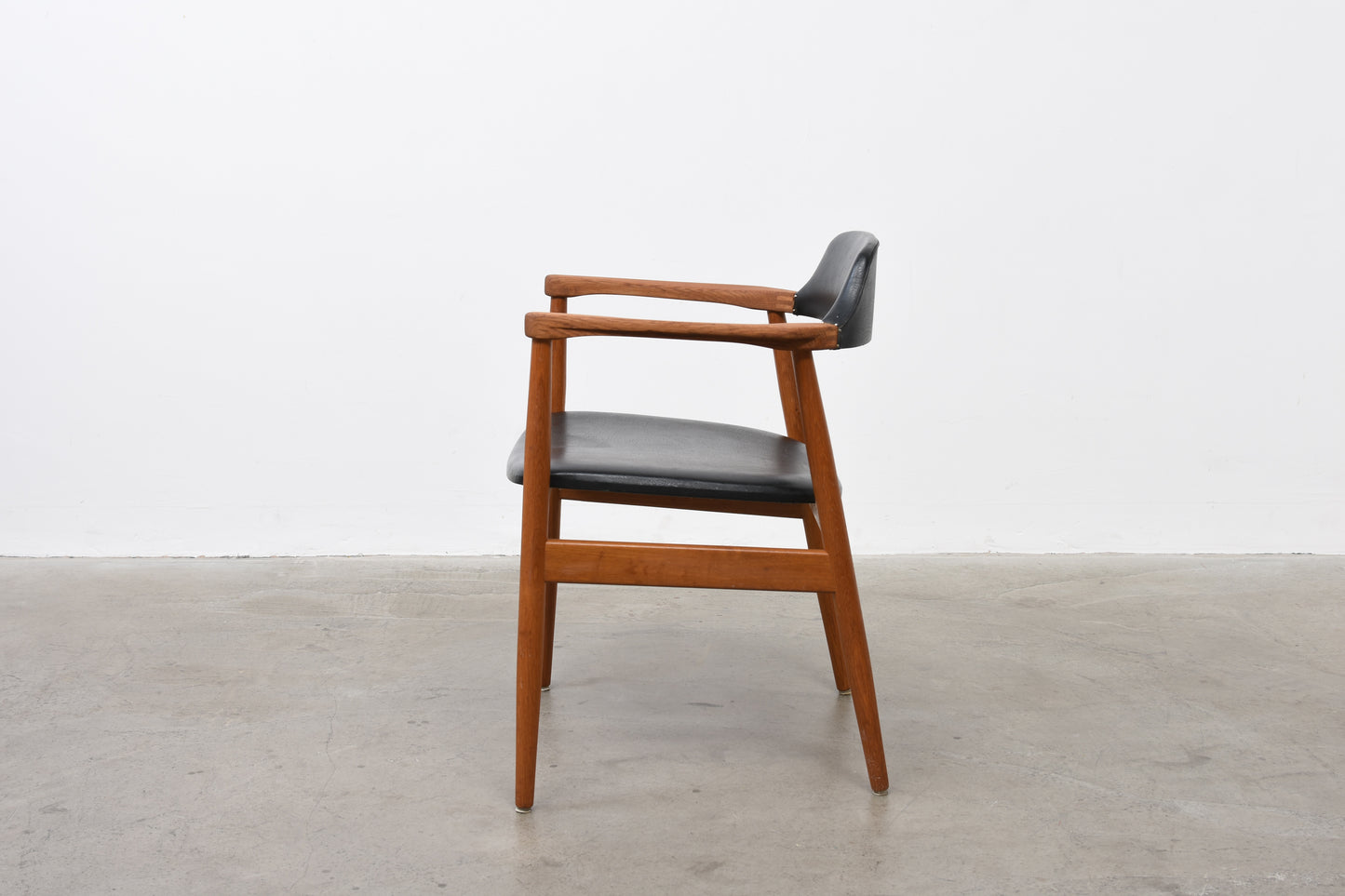 1960s oak + vinyl armchair