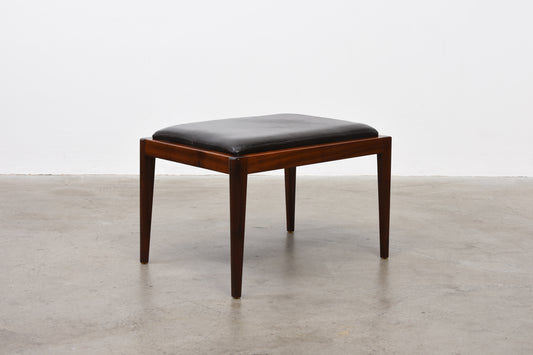 1960s leather + mahogany foot stool