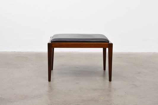 1960s leather + mahogany foot stool