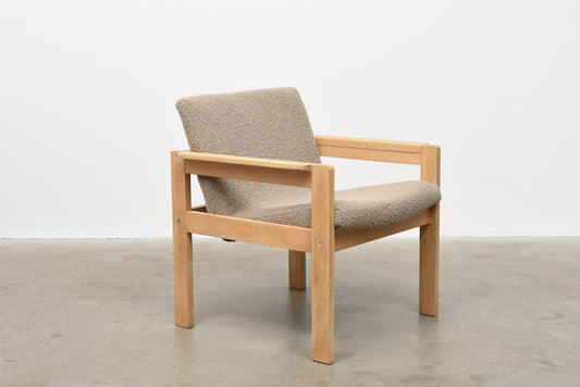 1960s Swedish oak lounger in bouclé
